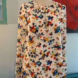 Kate Spade White Sailing Floral Ruffle Blouse Top size Small Top